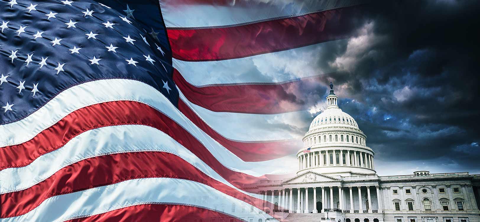 Photos of American flag and U.S. Capitol